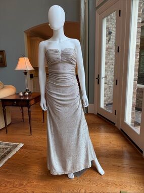 Hailey….Hello Marilyn Monroe!! Strapless Shimmer Evening Gown in Silver